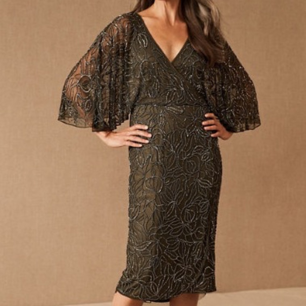 COPY - BHLDN Hannon Beaded Dress, Size 10, NWT, Never Worn, flutter sleeve form…